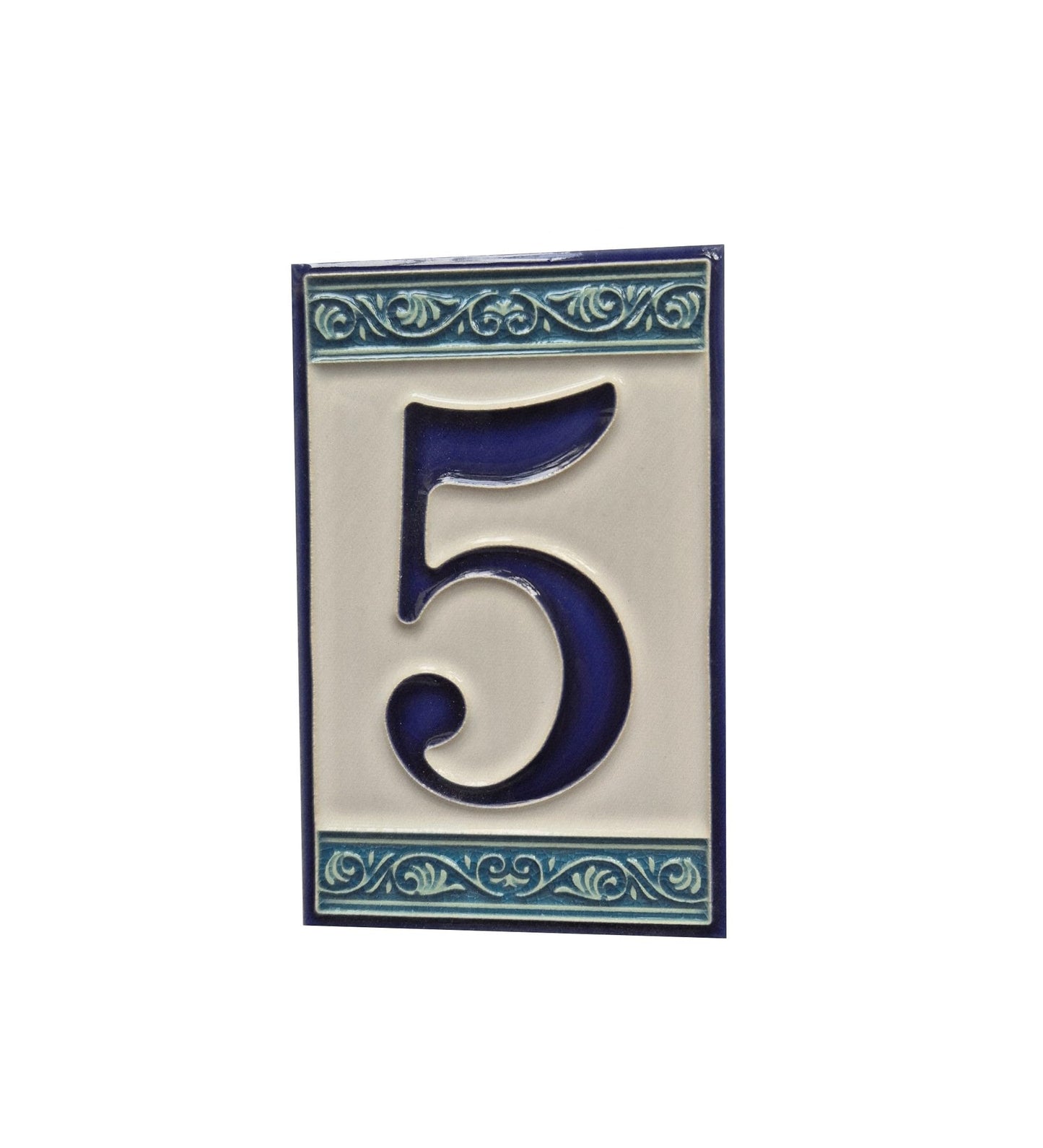 Hand-painted Italian Greek-styled house number tiles 11 x 7cm