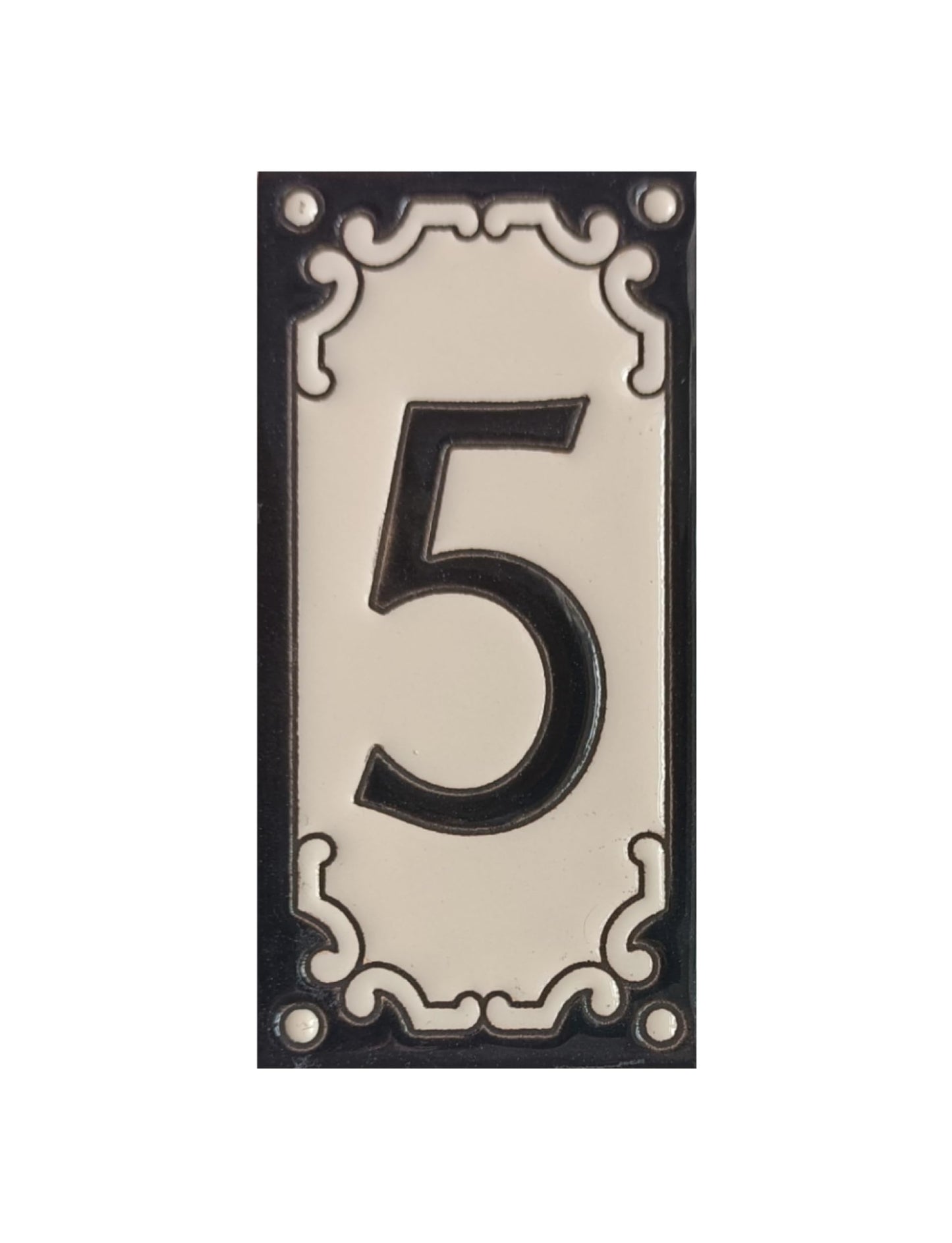 Jacho Black Hand-Painted Ceramic Number Tiles 11 x 5.5 cm