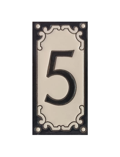 Jacho Black Hand-Painted Ceramic Number Tiles 11 x 5.5 cm