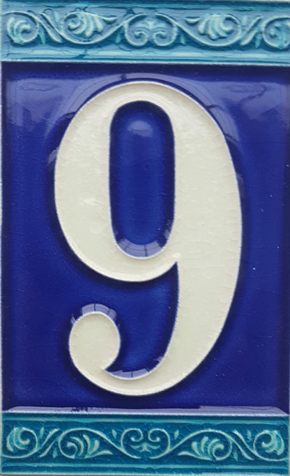 Hand-painted Italian Ceramic House Numbers Tiles | Roman Design | Tile Size: 11cm x 7cm