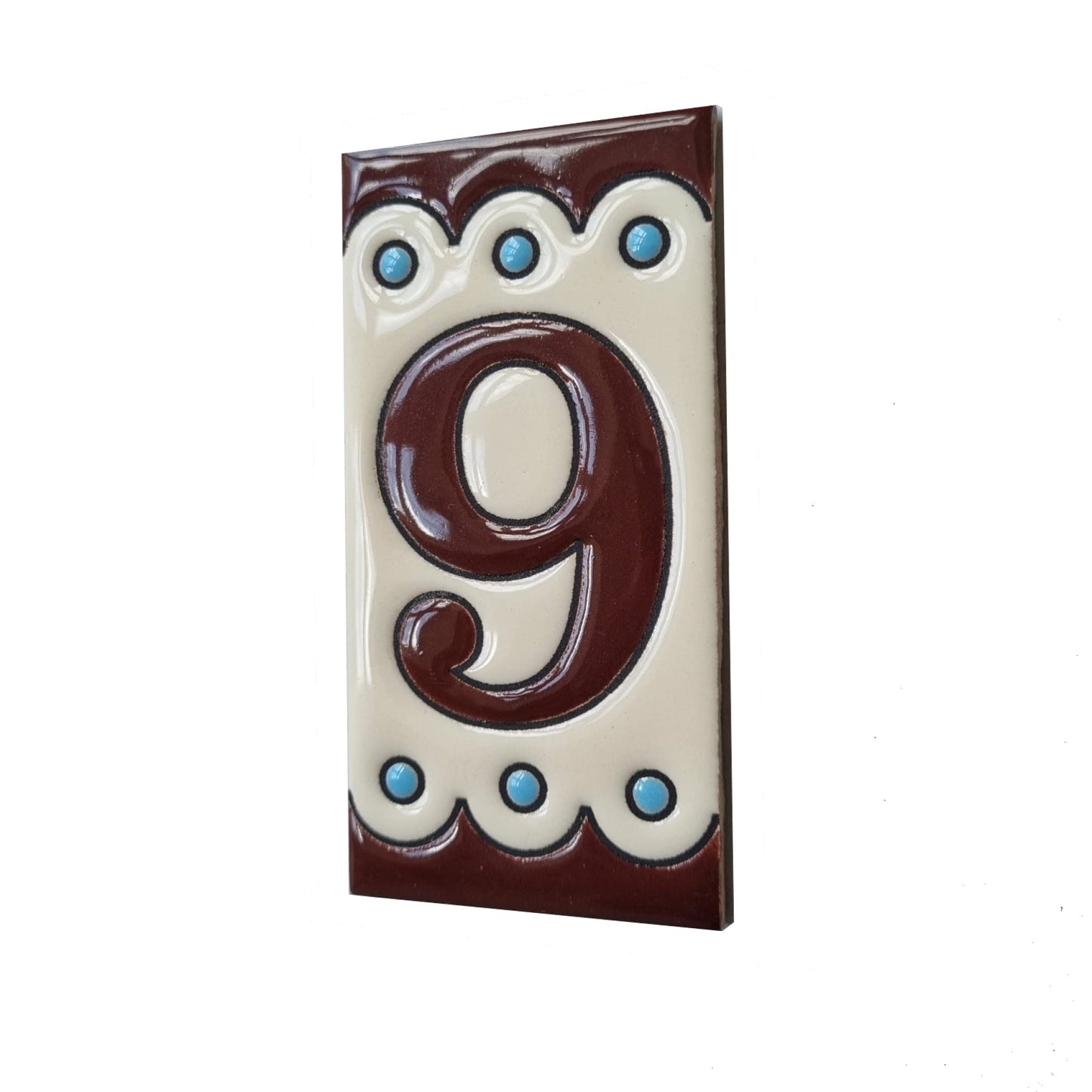 Soto M-8 Spanish Hand-painted Ceramic house number tiles 11 x 5.5 cm or 2.16 x 4.33"