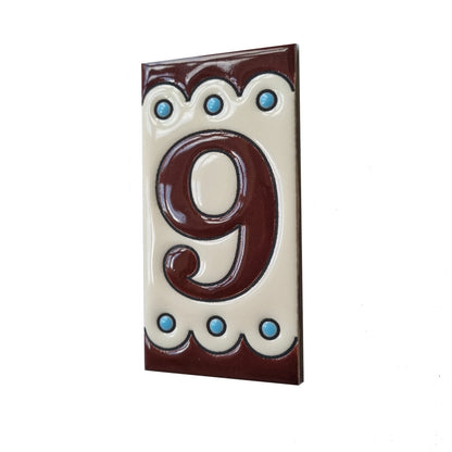 Soto M-8 Spanish Hand-painted Ceramic house number tiles 11 x 5.5 cm or 2.16 x 4.33"