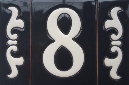 Hand-painted Costa Black Ceramic House Number Tiles 10 x 7.5cm