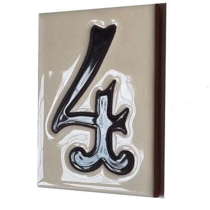 Hand-painted Costa Black & White Ceramic House Number Tiles 10 x 7.5cm
