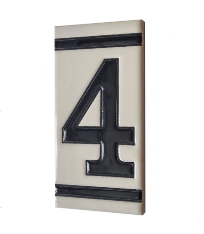 French White Classic Hand-Painted House Number Tiles 4.3' x 2.2' 11 x 5.5cm & Optional Metal Frames