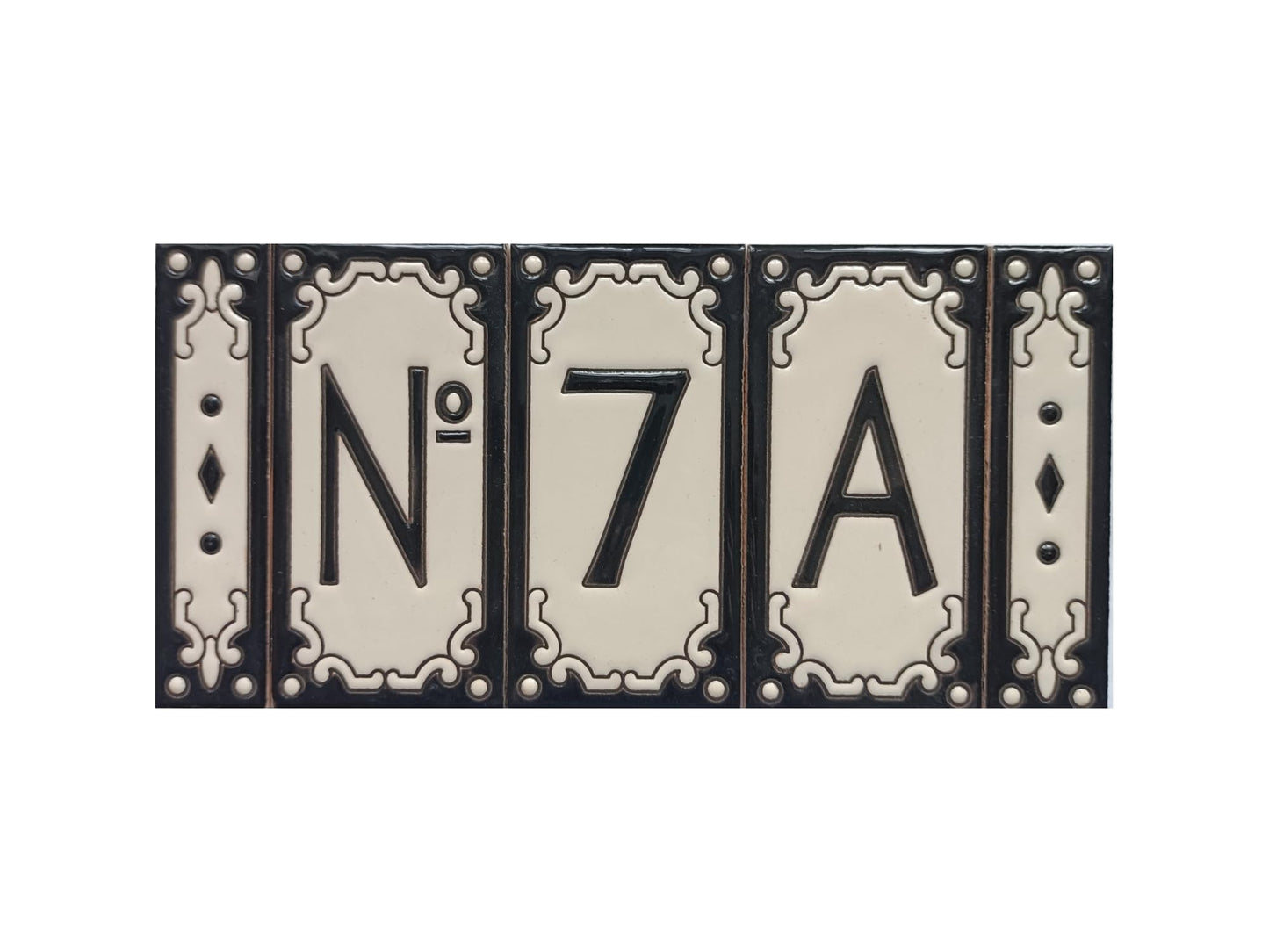 Jacho Black Hand-Painted Ceramic Number Tiles 11 x 5.5 cm