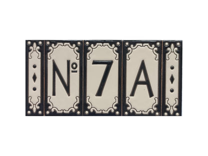 Jacho Black Hand-Painted Ceramic Number Tiles 11 x 5.5 cm