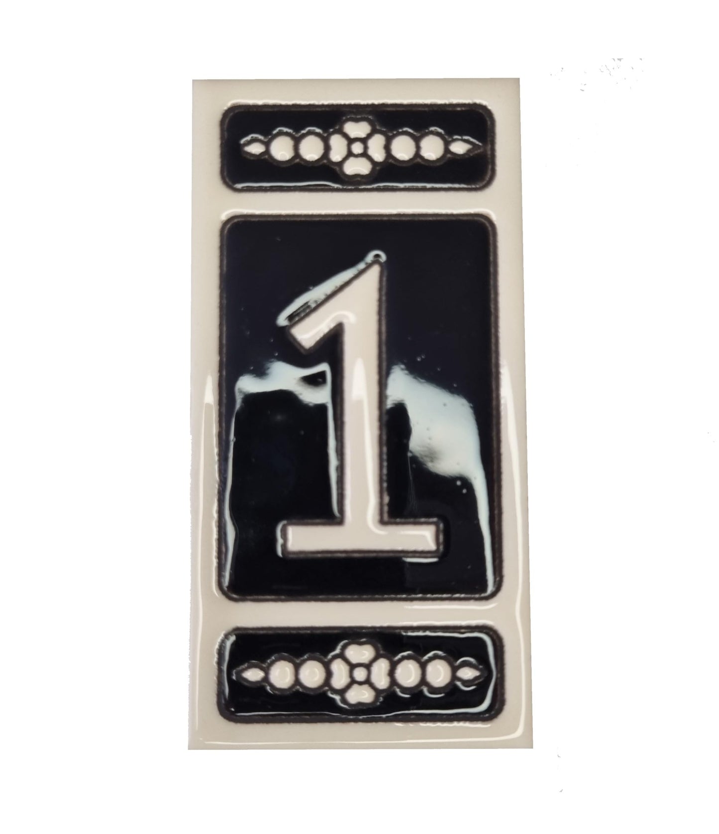 Spanish Hand-painted Atalaya M-6 Ceramic House Number Tiles 11 x 5.5 cm