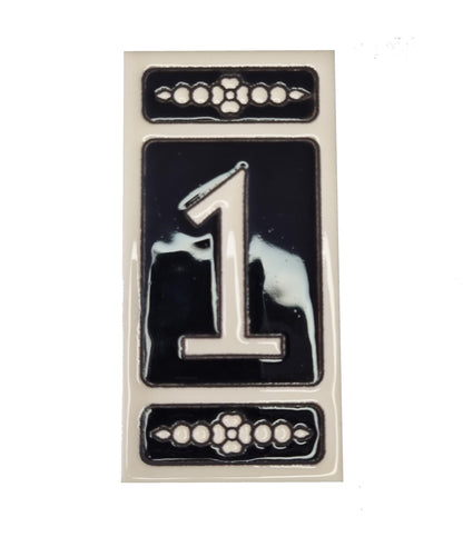 Spanish Hand-painted Atalaya M-6 Ceramic House Number Tiles 11 x 5.5 cm