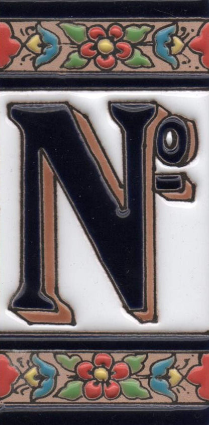 Hand-painted Ceramic Numbers & Letters Tiles Red Blue & Green Floral 11 x 5.5cm 2 to 7 Tile Frames