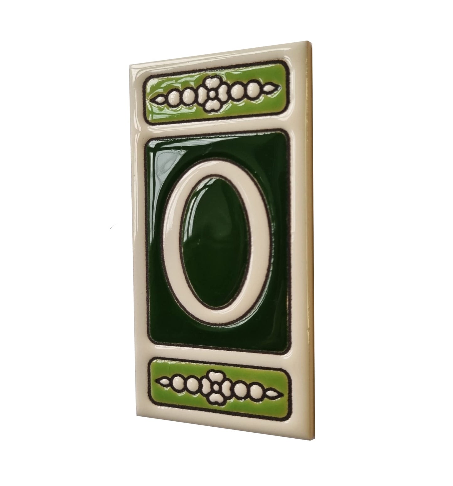 Atalaya Green Hand-Painted Ceramic House Number Tiles 11 x 5.5cm