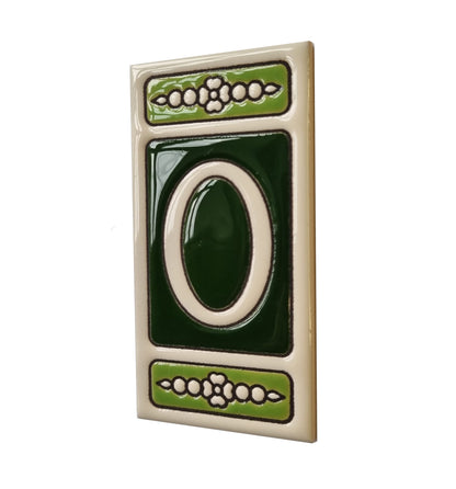 Atalaya Green Hand-Painted Ceramic House Number Tiles 11 x 5.5cm