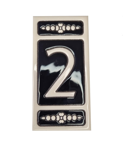 Spanish Hand-painted Atalaya M-6 Ceramic House Number Tiles 11 x 5.5 cm
