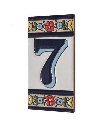 Altea Spanish Hand-painted Ceramic 11 x 5.5 cm or 2.165 x 4.331 inch House Number Tiles