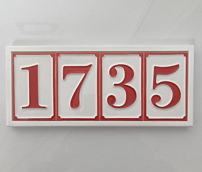 Italian hand-painted red ceramic house number tiles 11 x 7cm optional hardwood frames