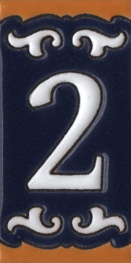Hand-painted Mini Daniela Deep Blue Ceramic Numbers Tiles 7.5 x 3.7cm | M-01