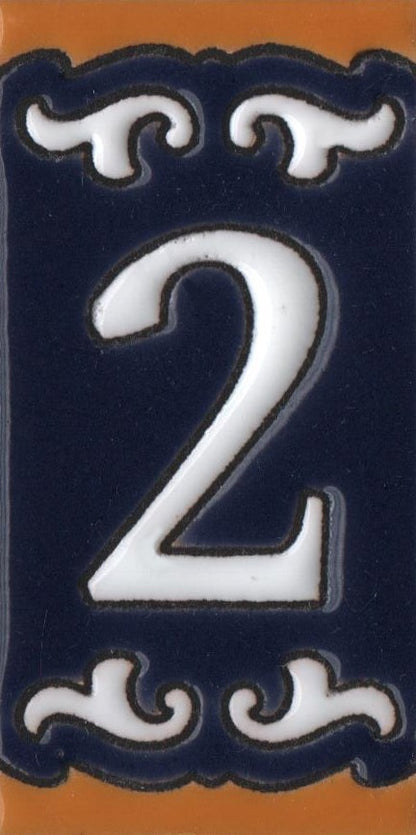 Hand-painted Mini Daniela Deep Blue Ceramic Numbers Tiles 7.5 x 3.7cm | M-01