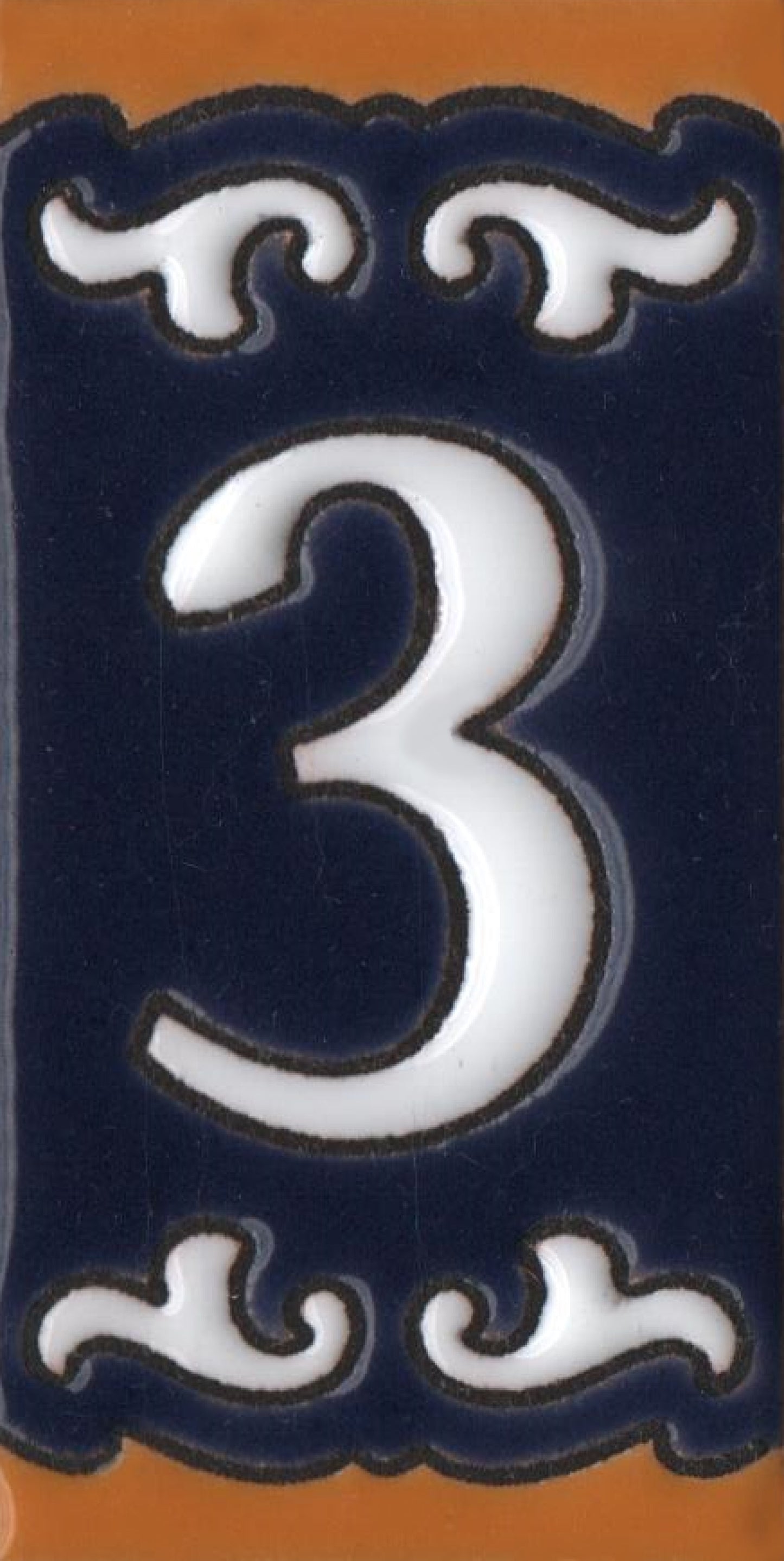 Hand-painted Mini Daniela Deep Blue Ceramic Numbers Tiles 7.5 x 3.7cm | M-01