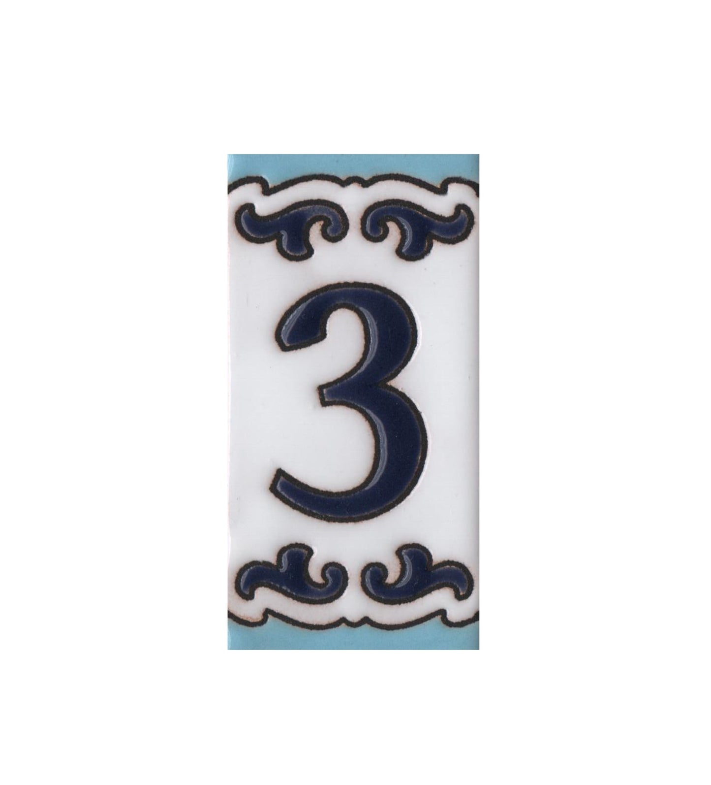Spanish Hand-Painted Ceramic House Number Tiles | MD-02 | 7.5x3.7cm