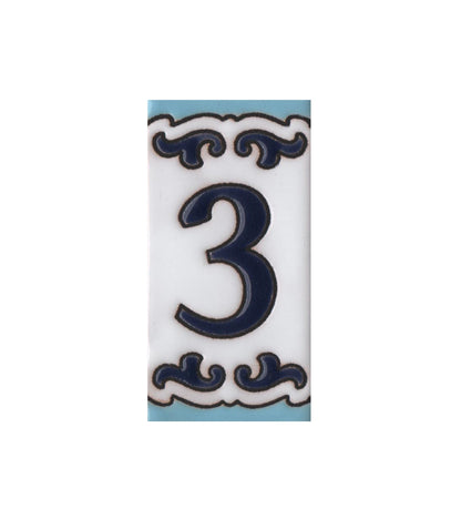 Spanish Hand-Painted Ceramic House Number Tiles | MD-02 | 7.5x3.7cm