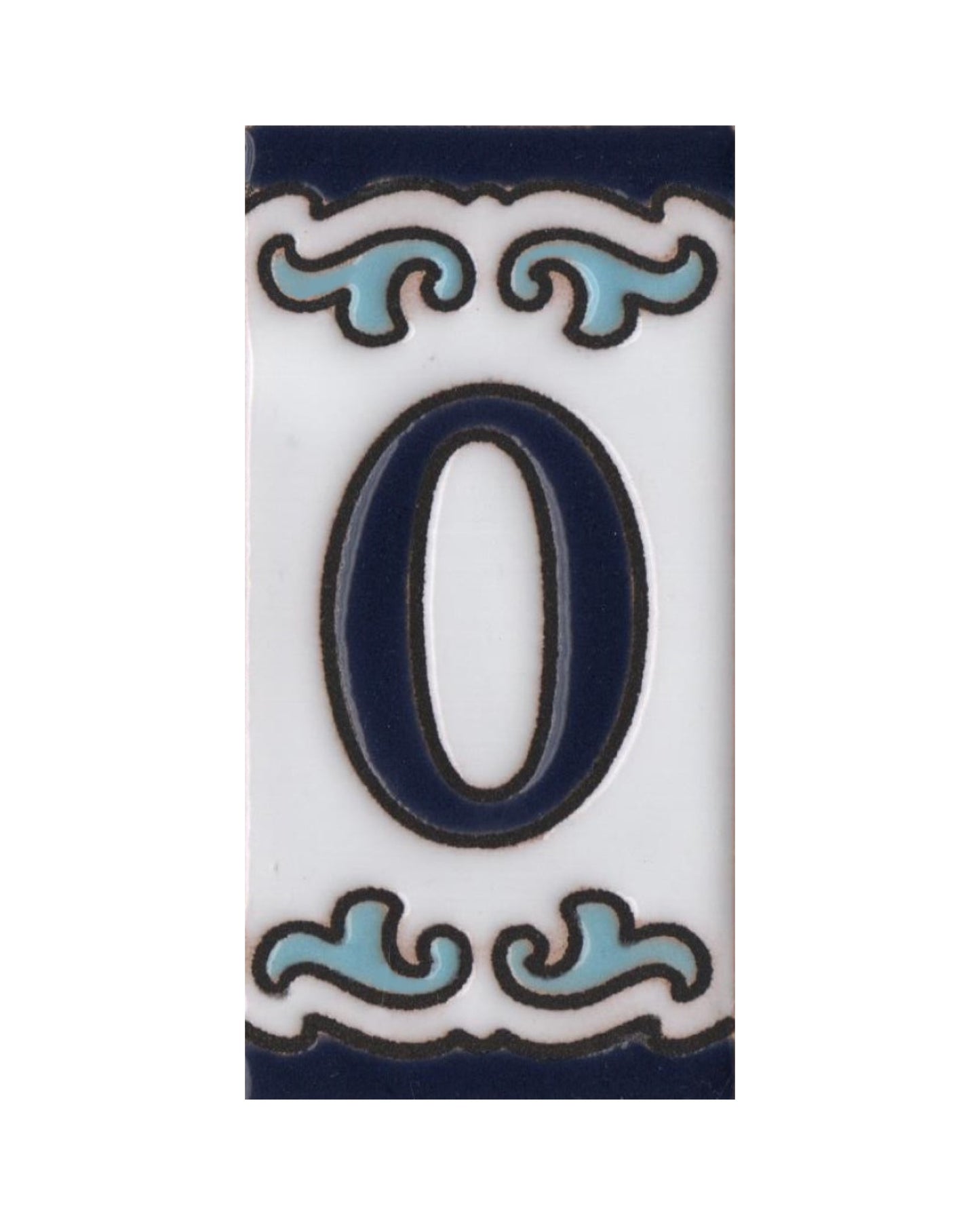 Blue & White Mini-house Ceramic Number Tiles 7.5 x 3.7cm | Optional frames | MD-04