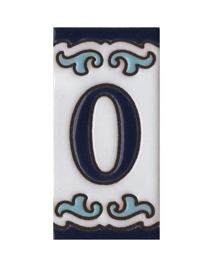 Blue & White Mini-house Ceramic Number Tiles 7.5 x 3.7cm | Optional frames | MD-04
