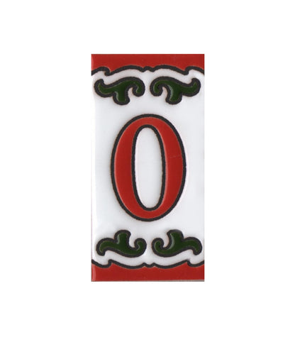 Hand-painted Daniela-6 Red & Green Ceramic Number Tiles 7.5 x 3.7cm