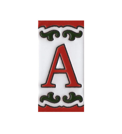 Hand-painted Daniela-6 Red & Green Ceramic Number Tiles 7.5 x 3.7cm