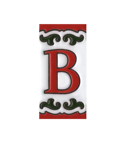 Hand-painted Daniela-6 Red & Green Ceramic Number Tiles 7.5 x 3.7cm