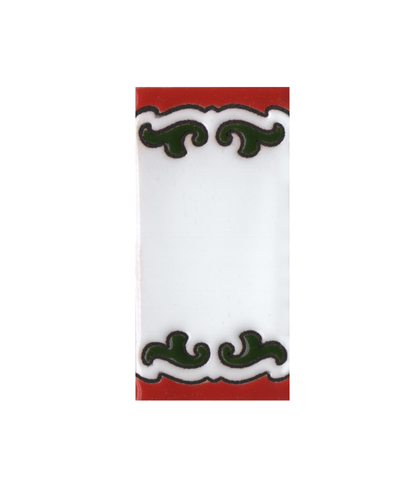 Hand-painted Daniela-6 Red & Green Ceramic Number Tiles 7.5 x 3.7cm