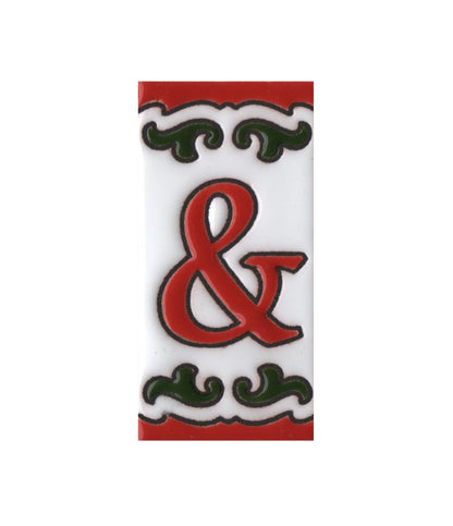 Hand-painted Daniela-6 Red & Green Ceramic Number Tiles 7.5 x 3.7cm