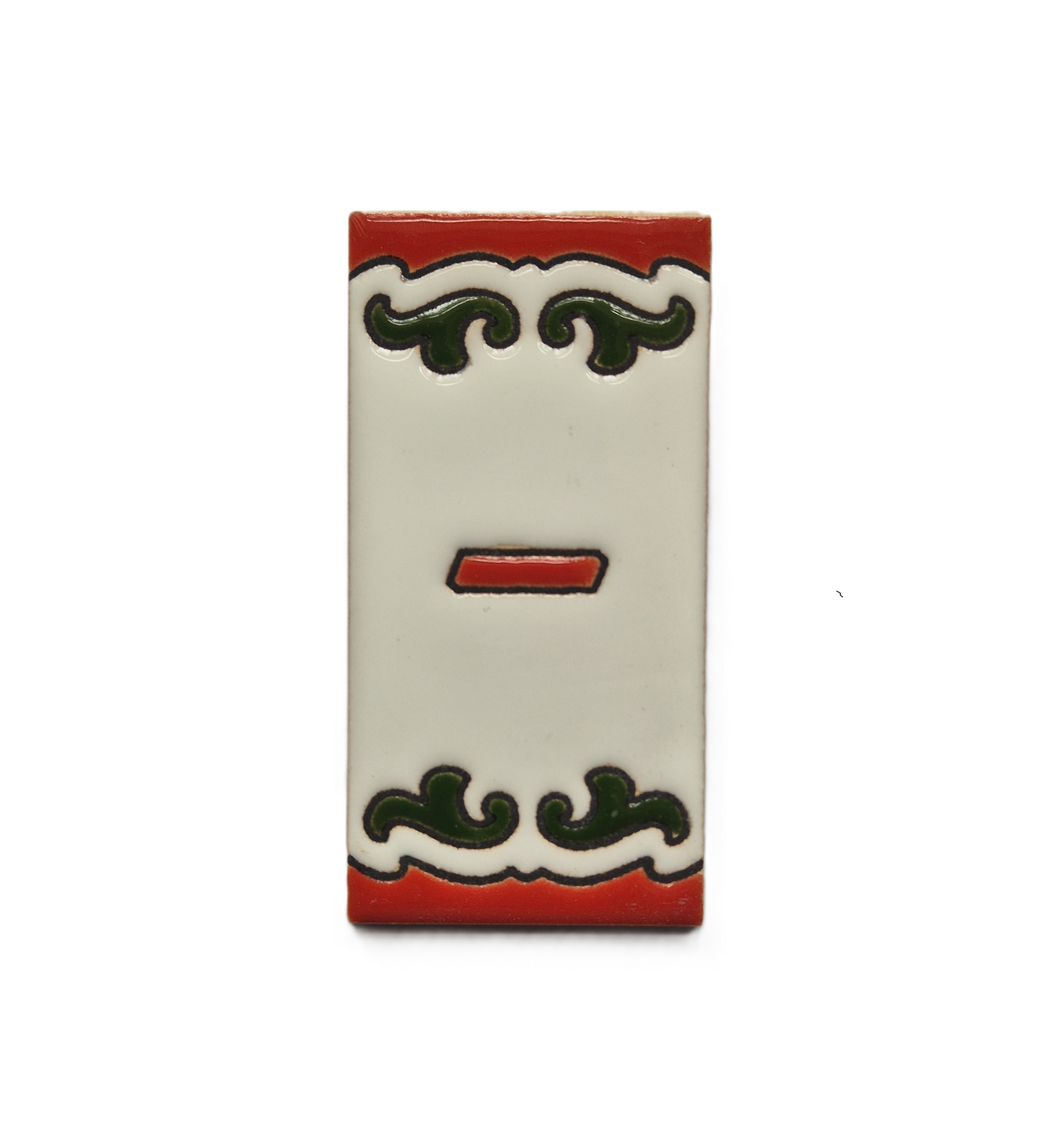 Hand-painted Daniela-6 Red & Green Ceramic Number Tiles 7.5 x 3.7cm