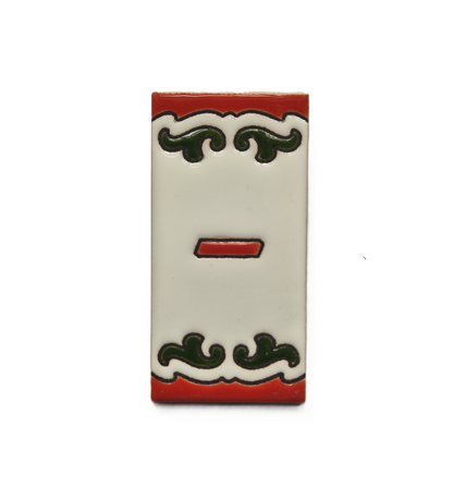 Hand-painted Daniela-6 Red & Green Ceramic Number Tiles 7.5 x 3.7cm