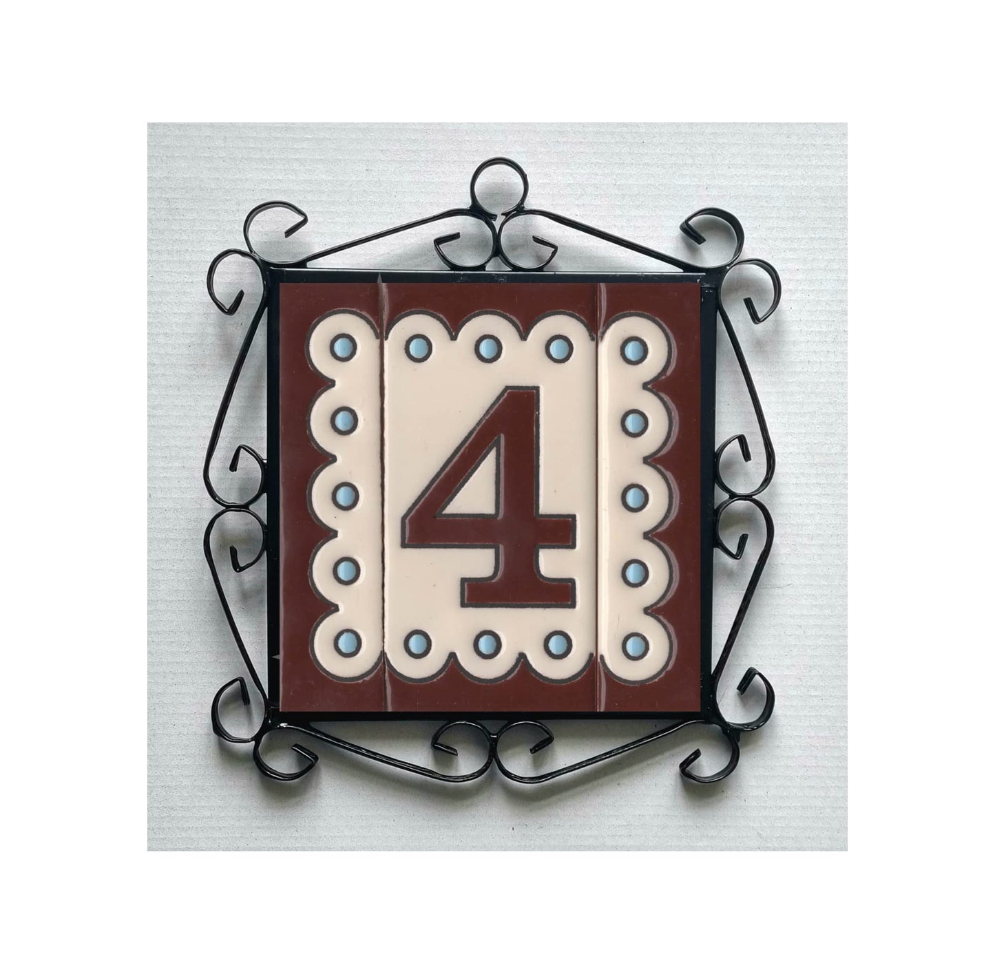 Soto M-8 Spanish Hand-painted Ceramic house number tiles 11 x 5.5 cm or 2.16 x 4.33"