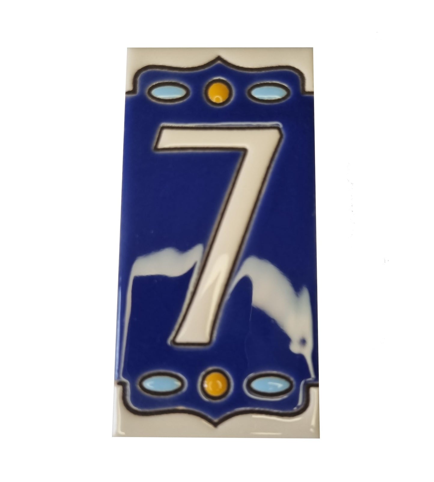 Hand-painted Nazari M-1 Ceramic House Number Tiies 11 x 5.5cm