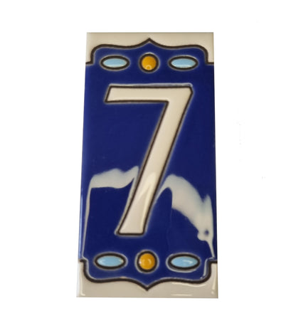 Hand-painted Nazari M-1 Ceramic House Number Tiies 11 x 5.5cm