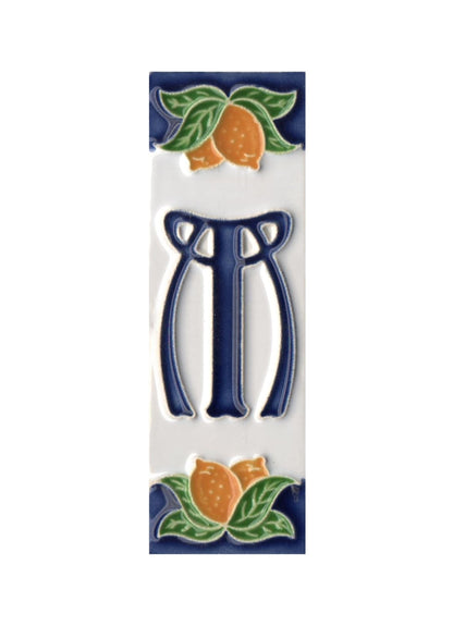 Italian Ceramic Lemon House Numbers & Letters Tiles 10 x 3.3 cm