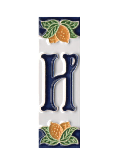 Italian Ceramic Lemon House Numbers & Letters Tiles 10 x 3.3 cm