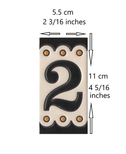 Soto M-3 Spanish Hand-painted Ceramic 11 x 5.5 cm or 2.16 x 4.33" Number Tiles