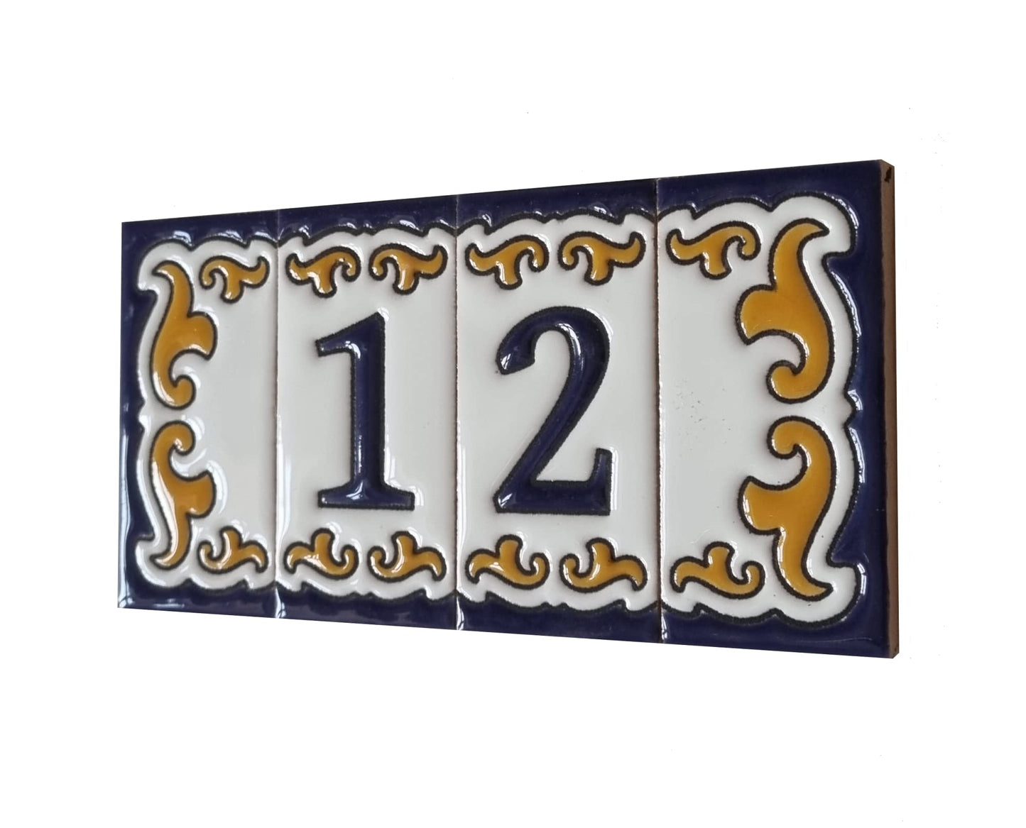 Hand-painted Ceramic Mini House Number Tiles | 2.95 x 1.46 x 0.2 inches 7.5 x 3.7cm | MD-05
