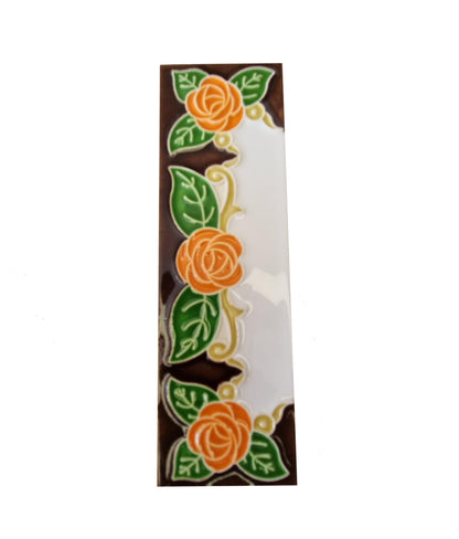 Italian Orange Rose Hand-painted Ceramic House Number Tiles 15 x 4.8cm
