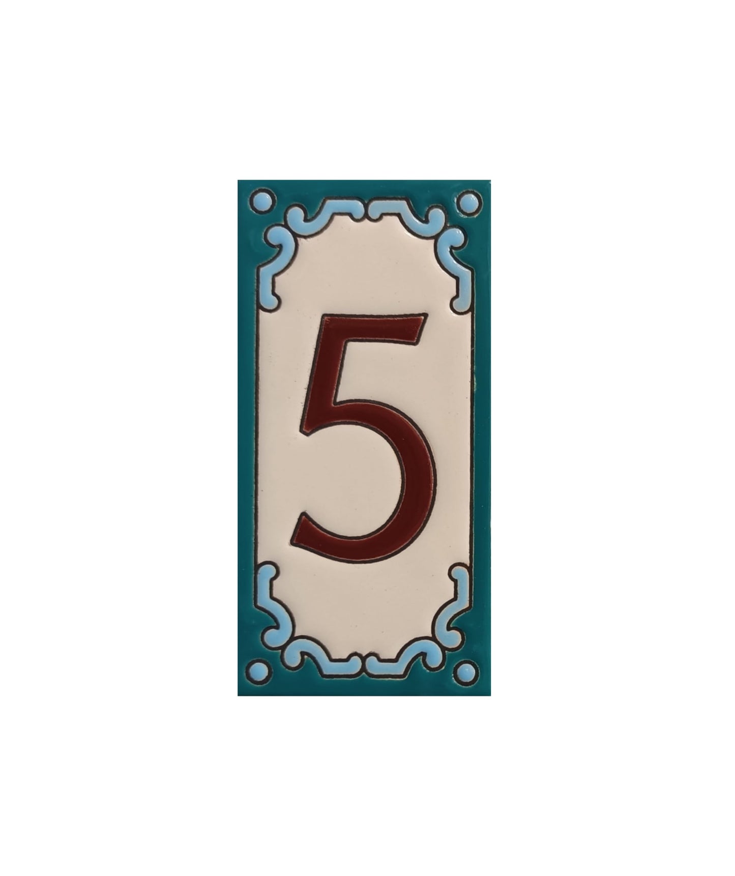 Hand-Painted Ceramic House Number Tiles 11 x 5.5 cm | Jacho M-13