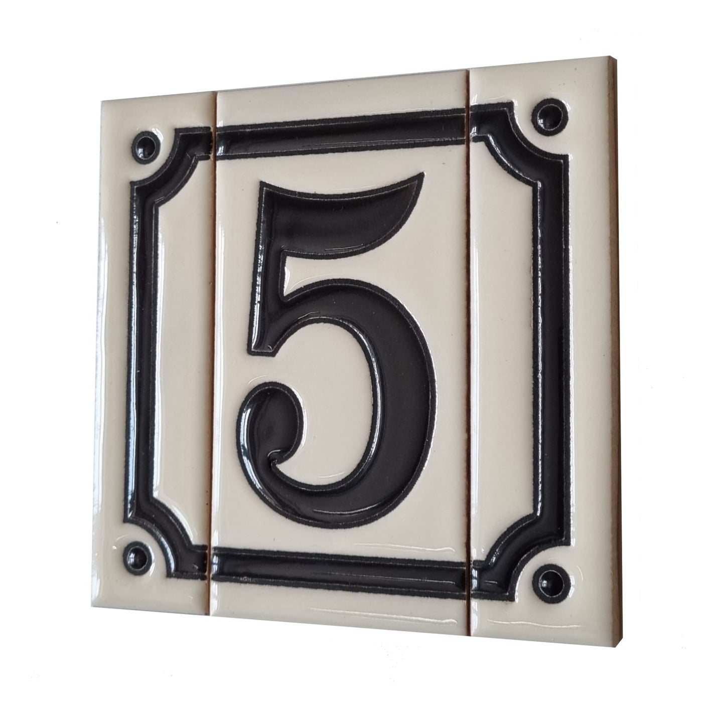 French White Classic Hand-Painted House Number Tiles 4.3' x 2.2' 11 x 5.5cm & Optional Metal Frames