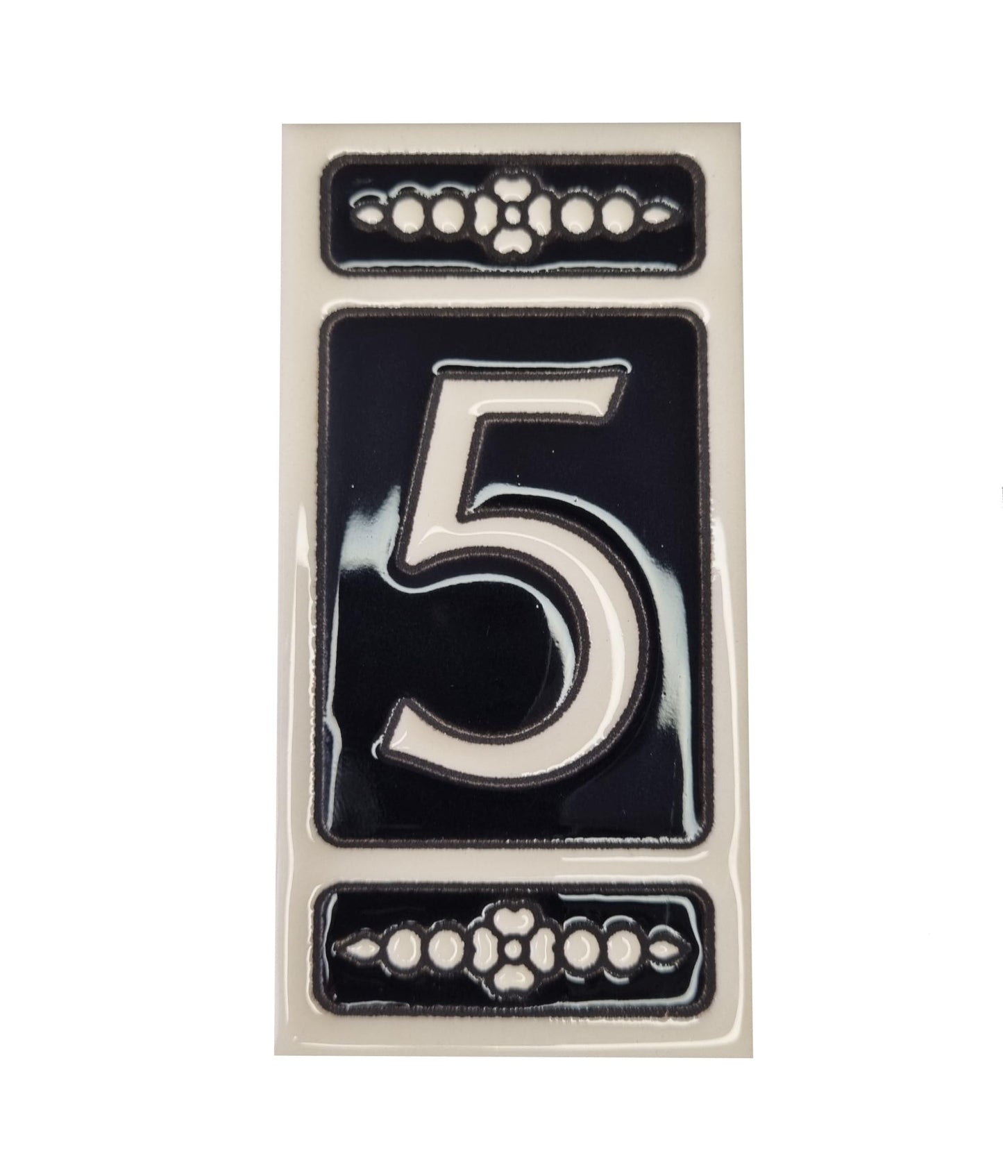 Spanish Hand-painted Atalaya M-6 Ceramic House Number Tiles 11 x 5.5 cm