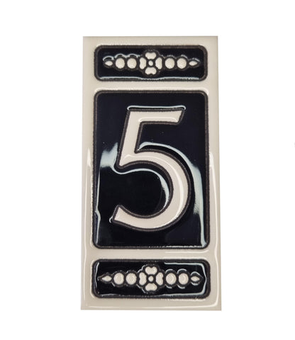 Spanish Hand-painted Atalaya M-6 Ceramic House Number Tiles 11 x 5.5 cm