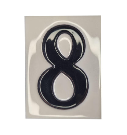 Hand-painted Costa Black & White Ceramic House Number Tiles 10 x 7.5cm