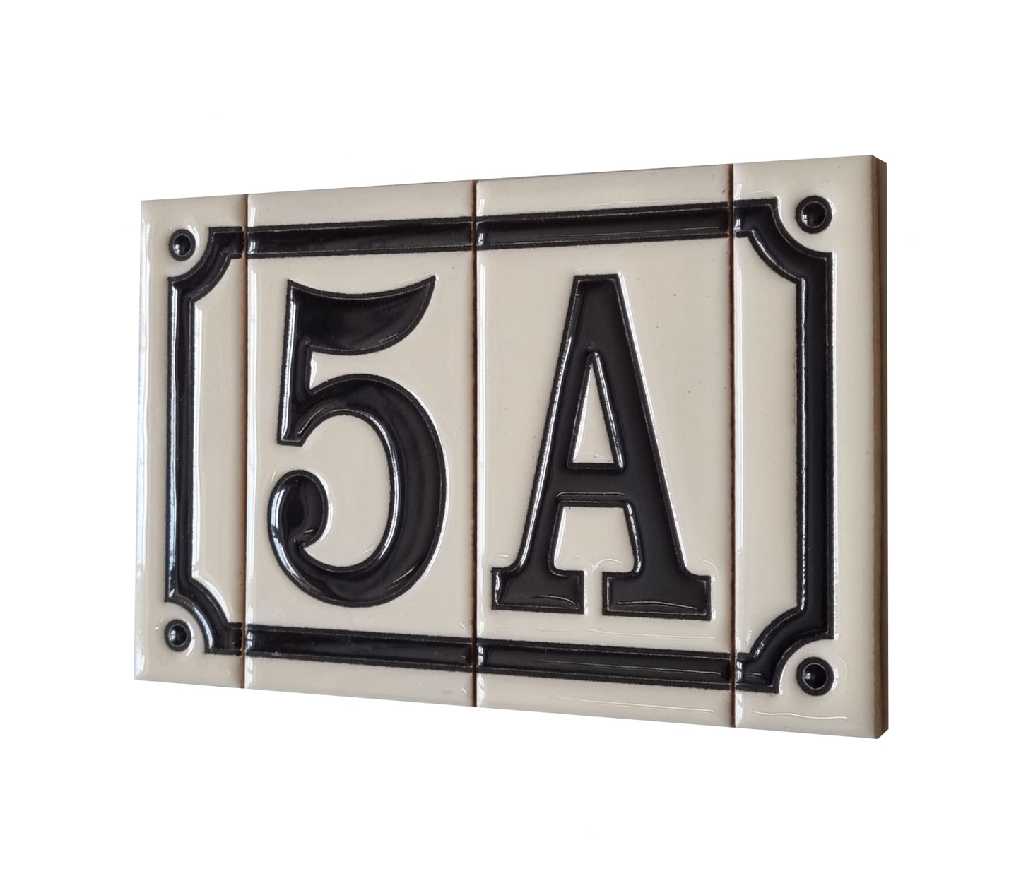 French White Classic Hand-Painted House Number Tiles 4.3' x 2.2' 11 x 5.5cm & Optional Metal Frames