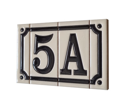 French White Classic Hand-Painted House Number Tiles 4.3' x 2.2' 11 x 5.5cm & Optional Metal Frames