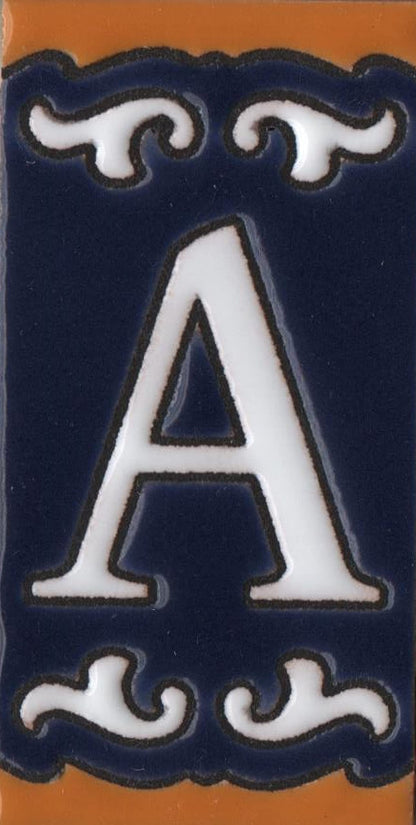 Hand-painted Mini Daniela Deep Blue Ceramic Numbers Tiles 7.5 x 3.7cm | M-01