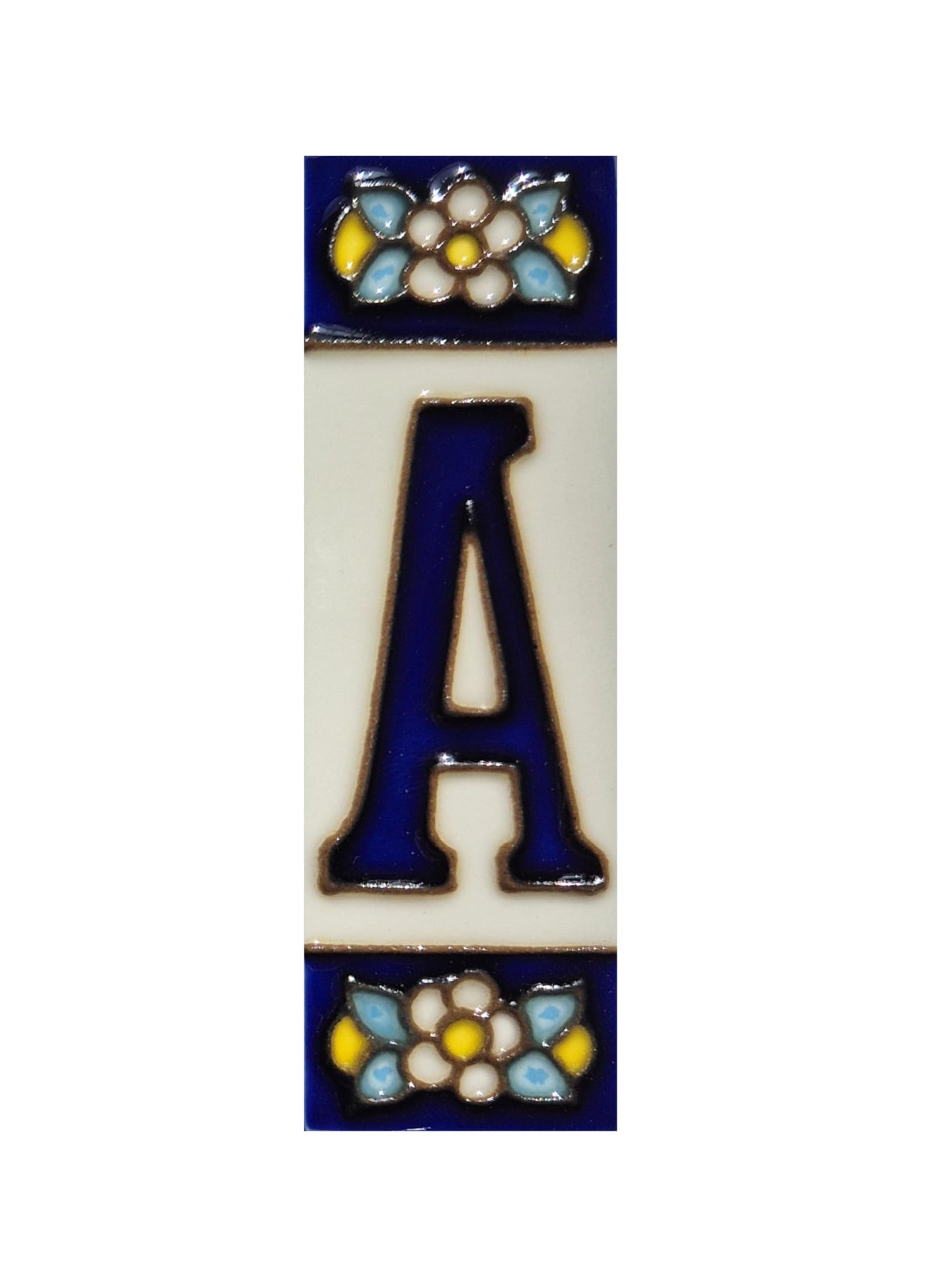 Blue Floral Ceramic House Number Tiles 10 x 3.3 cm